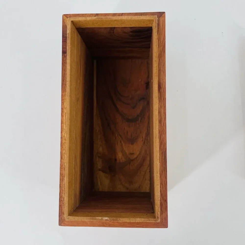 Our Table Acacia Wood Recipe Box Groove On Lid Bed Bath Beyond *No Cards NEW